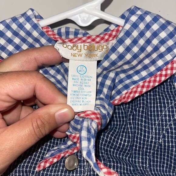 Vintage Baby Beluga Gingham & Floral Dress - Size 12 months - Picture 2 of 3